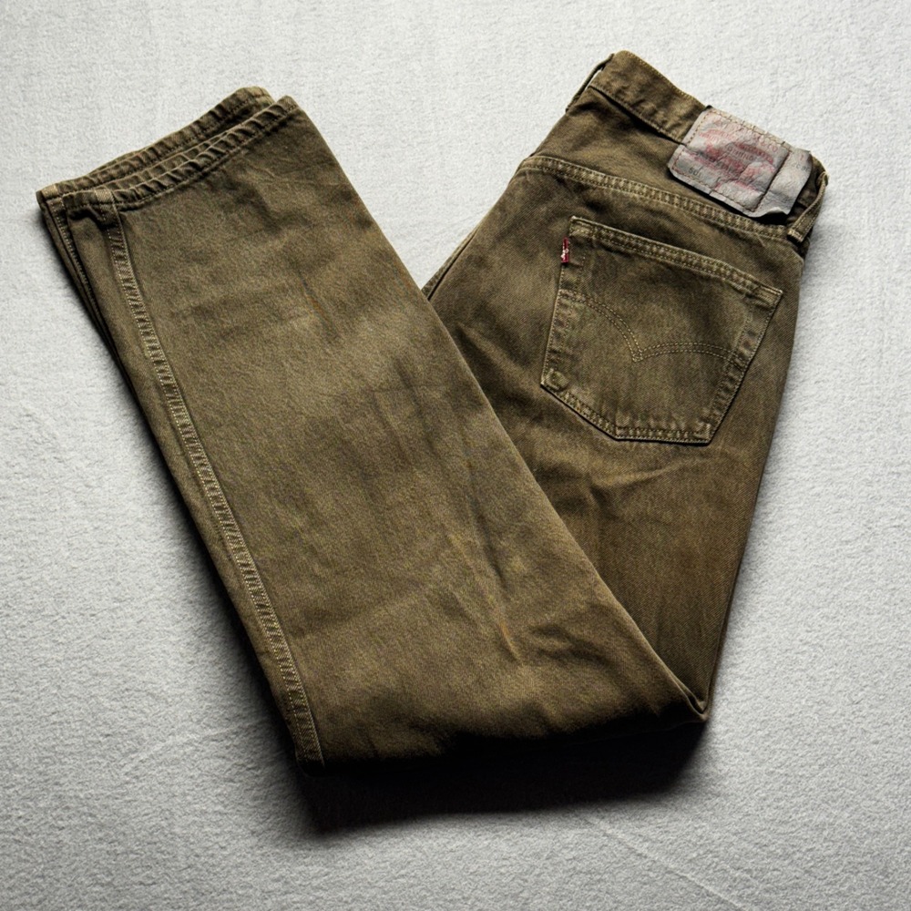 Levi's 501 XX Vintage Made in‎ USA Olive Brown Button Fly Jeans 36x32 501-0649